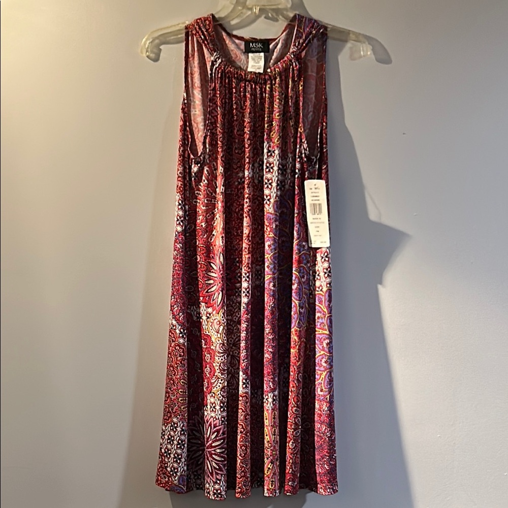 MSK Red Crew Neck Sleeveless Midi Sundress